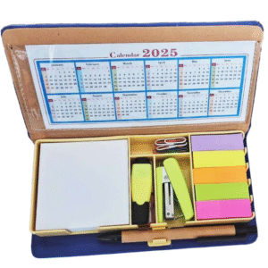 Aesthetic Desk Organizer with Calendar, Notepad & Pen – Multi-Section Stationery Set thumbnail 3